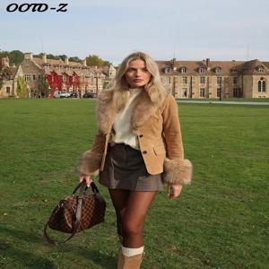 시크한 태슬 프린트 재킷 여성 루즈핏 배색 라펠 지퍼 긴팔 코트 여성 2025 가을 겨울 패션 여성 아우터