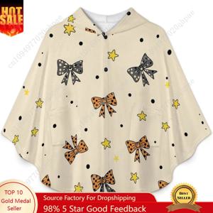 아늑한 플란넬 담요 스웨터, 나비넥타이 별무늬 도트무늬 오버사이즈 후드티 포켓 포함 어린이 및 청소년용