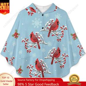 아늑한 플란넬 담요 스웨터, 크리스마스 새와 열매가 있는 오버사이즈 후드티, 포켓이 있는 어린이 및 청소년용