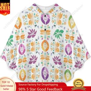 아늑한 플란넬 담요 스웨터, 어린이와 청소년을 위한 주머니가 있는 다채로운 꽃무늬 오버사이즈 후드티