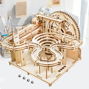 3D 나무 퍼즐 DIY 기계 수동 모델 구축 키트 조립 장난감 대리석 실행 세트 성인 어린이 선물을위한 4 공