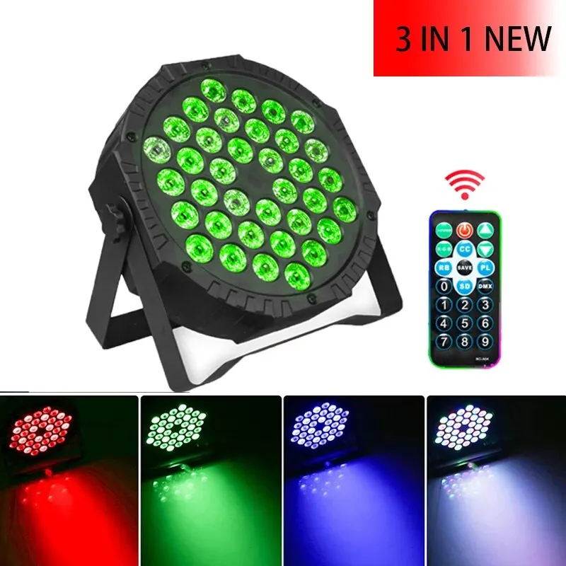 36 LED 무대 풀 컬러 플랫 파 조명 효과 RGBW 3IN1 DMX 512 DJ 디스코 파티 휴일 크리스마스 바 클럽 웨딩 쇼 조명