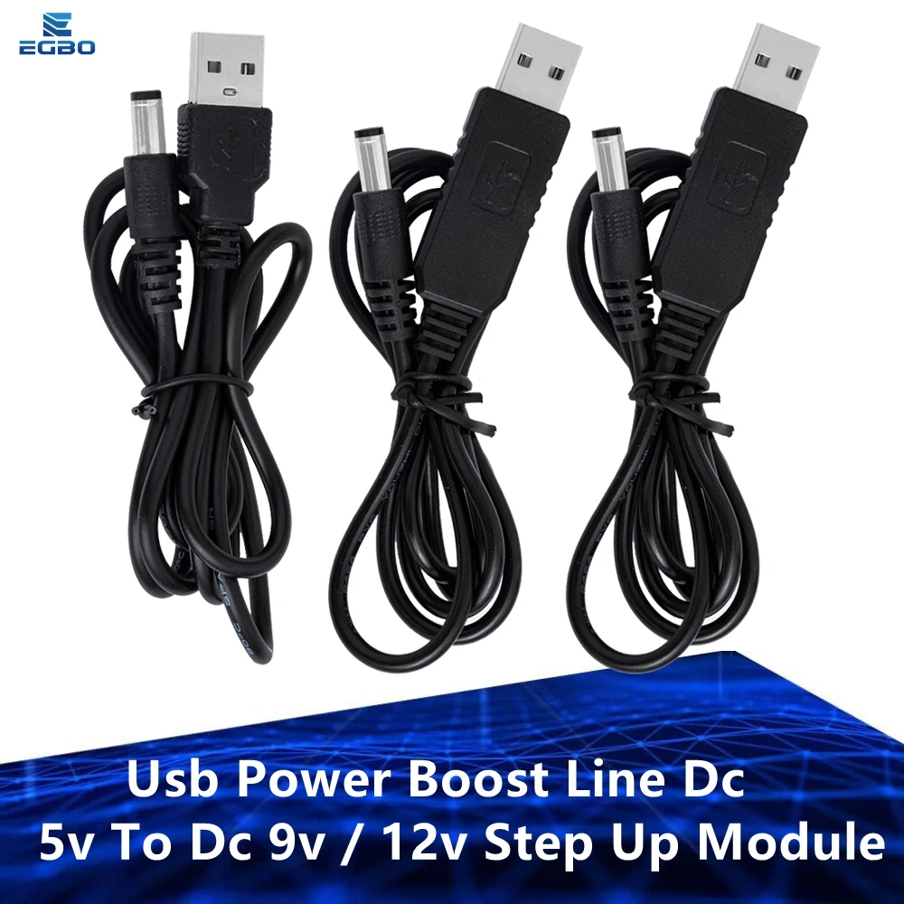 EGBO Usb 전원 부스트 라인 Dc 5v ~ Dc 9v / 12v 스텝 업 모듈 Usb 변환기 어댑터 케이블 2.1x5.5mm 플러그