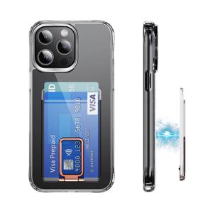 Magsafe 카드 지갑 용 강력한 투명 마그네틱 iPhone 카드 전화 백 가방 흡착 용 금속 스탠드 홀더 클리어 케이스