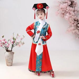 여자를위한 공주 의상 중국어 번체 청나라 황후 세련된 사진 공연 의류 코튼 민족 무대 의상