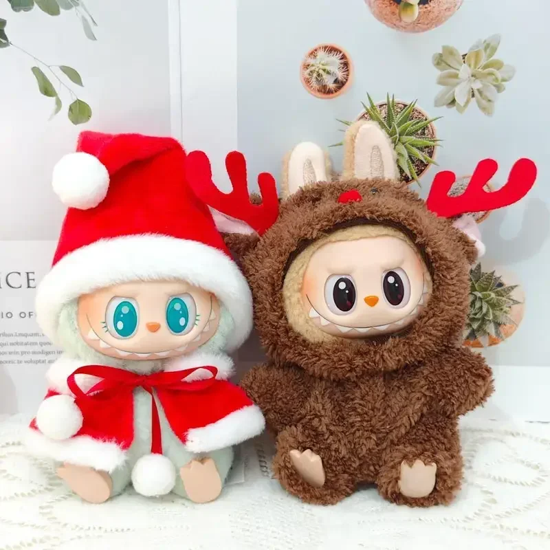 Labubu Doll Clothes Outfit Set For Mini Labubu Idol V1 V2 Christmas Cookie Man Sweater Hat Scarf New Year Party Costume Gift