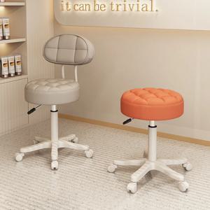 고급 미용실 이발 의자, 패딩 등받이, 바퀴, 높이 조절 가능, 모던 상업용 미용실 헤어 의자