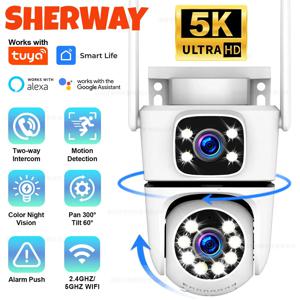 Tuya 5K 10MP WIFI IP 카메라 야외 5G Wifi 듀얼 렌즈 PTZ 캠 Onvif CCTV 감시 AI 추적 Alexa/Goggle 보안 카메라