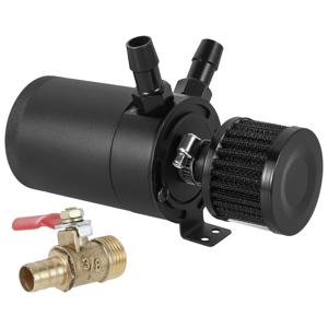 오일 분리기 캐치 캔 탱크 키트(2개 포트 포함) 150ml 알루미늄 오일 저수지 탱크 배수 밸브 필터 3/8인치 NPT 연료 라인