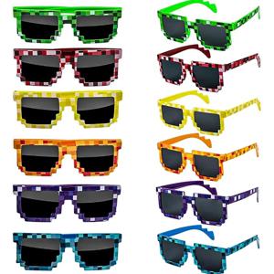 1-12Pcs 픽셀 선글라스 레트로 픽셀 안경 성인 소년과 소녀 사진 소품 생일 파티 용품