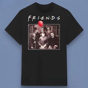 할로윈 캐릭터 공포 친구 그래픽 인쇄 여름 럭셔리 브랜드 코튼 남성 및 여성 티셔츠 반팔