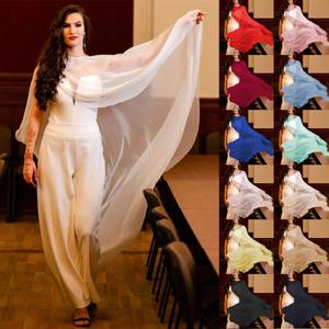 여성 웨딩 케이프 부드러운 경량 쉬폰 신부 목도리 높은 낮은 긴 정장 랩 레이디 저녁 파티 어깨를 으스스한 블랙 화이트