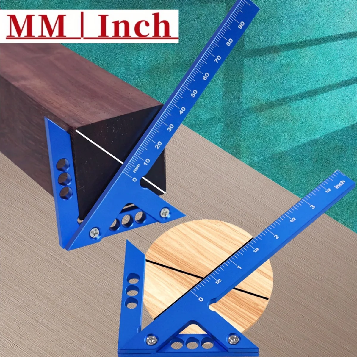 1pc 미터법/인치 센터 스크라이브 마킹 게이지 알루미늄 합금 센터 파인더 45/90도 라인 구경 눈금자 목수 측정 도구