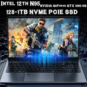 AK Intel 12th N95 노트북 15.6 인치 IPS 스크린 16G 32GB RAM NVME PCIE SSD NVIDIA GeForce GTX 1060 6G 게임 컴퓨터 Windows 11 Pro