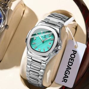 포에다가 스퀘어 럭셔리 여성용 손목시계 야광 방수 스테인리스 스틸 날짜 시계 여성 패션 쿼츠 여성 시계
