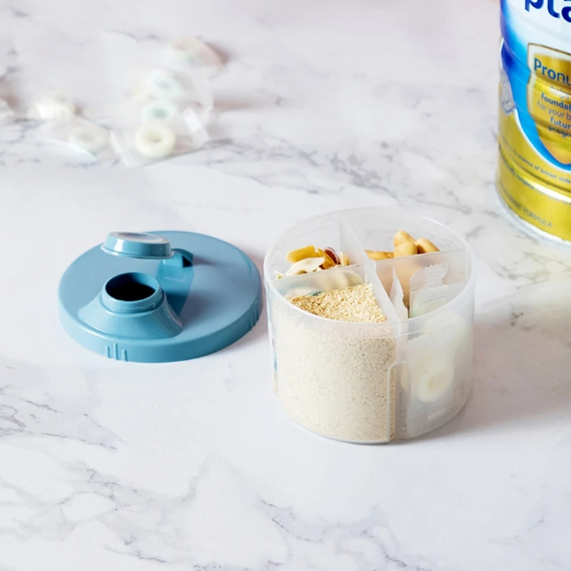 휴대용 재사용 가능한 베이비 푸드 보관 상자 스낵 컵 4 구획 포뮬러 디스펜서 신생아 밀크 파우더 주최자