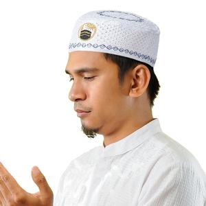 새로운 무슬림 남성 기도 모자 면 자수 레저 사우디아라비아 이슬람 모자 남성 헤드스카프 토키피팟 터번 사우디 모자