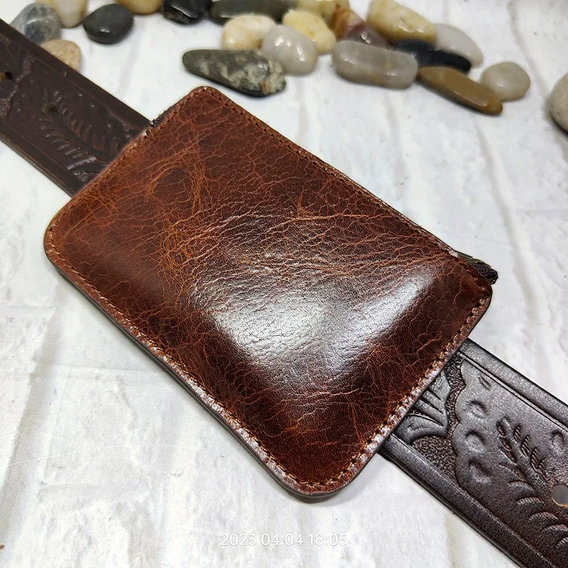 미니 지퍼가 달린 허리 가방, 정품 가죽 벨트 팩, 얇은 패니 파우치, 소형 ID 카드 홀더, 운전 면허증 홀스터 지갑, LHD