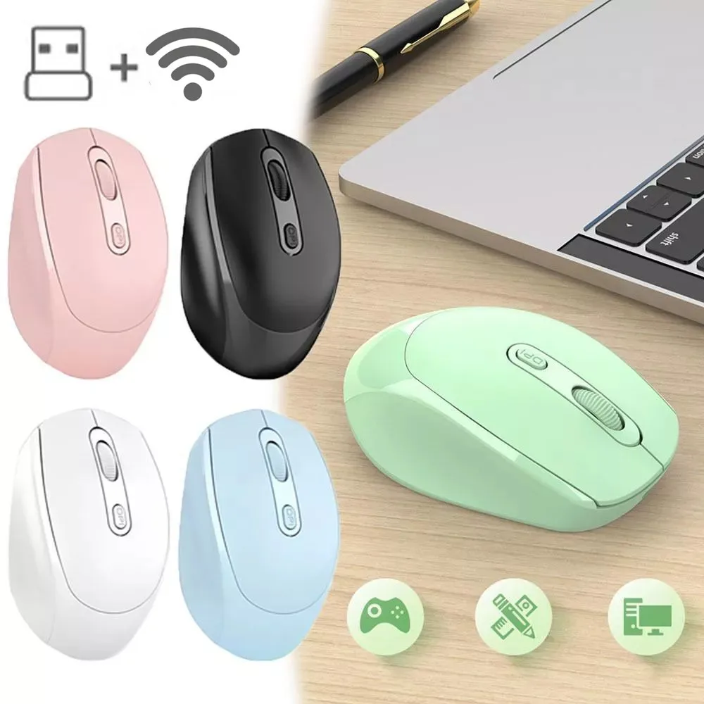 무선 마우스 충전식 게이머 마우스 듀얼 모드 Bluetooth 호환 2.4G USB 음소거 마우스 노트북 패드 태블릿 Macbook Mause