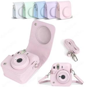 Instax Mini 12 카메라 케이스 용 어깨 끈이있는 Fujifilm 필름 카메라 가방 용 PU 가죽 소프트 보호 케이스 Trave Bag