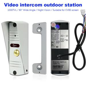 1000TVL 금속 초인종 비디오 인터콤 비디오 도어폰 야외 스테이션 지원 야간 투시경 90 °   CVBS 화면용 광각 슈트