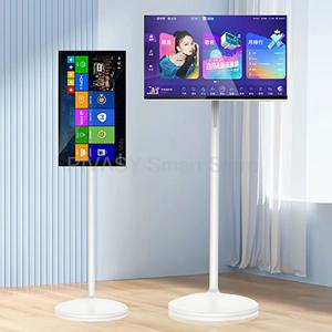 32인치 안드로이드 스마트 TV 스탠드, 10000mAh 대용량 배터리, 8+128GB, 4K UHD, 회전 및 이동 가능한 모니터, 헬스장 라이브 방송용 터치스크린