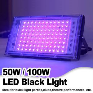 Led Uv 범광등 50w 100w 395nm 전문 무대 흑광등 자외선 범광등 경화등 220v 진드기 등 살균