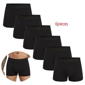 6pcs 팩 블랙 복서 반바지 남성 속옷 부드러운 통기성 남성 팬티 남성용 Homme Boxershorts Slips 2025 팬티