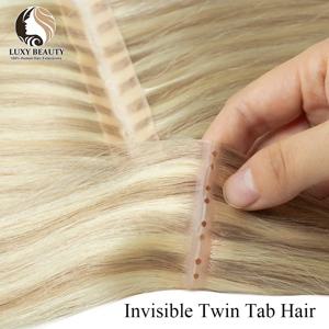 금발 인모 붙임머리 스트레이트 트윈 탭 버터플라이 웨프트 내추럴 인비저블 브라운 홀 웨프트 익스텐션