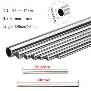 10pcs~1pcs 304 이음매 없는 스테인레스 스틸 모세관 튜브 OD 0.3-12mm ID 0.1-11mm 길이 250/500mm
