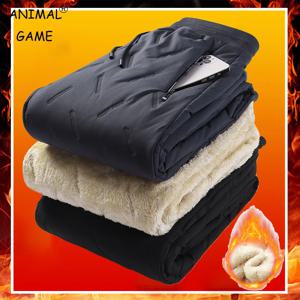 겨울 운동복 남성 플러시 두꺼운 양털 운동복 Lambswool Thermal Trousers 캐주얼 바지 방수 방풍 따뜻한 코튼 바지