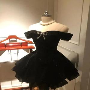 블랙 이브닝 파티 드레스 여자 고딕 오프 어깨 미국 빈티지 Y2k 미니 드레스 여성 사무실 레이디 생일 의상 한국어