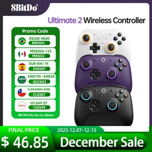 8BitDo Ultimate 2 무선 게임 컨트롤러 (PC & 안드로이드용, TMR 조이스틱, 전환 가능한 트리거, 모션 컨트롤, 8단계 속도 조절 기능 탑재)
