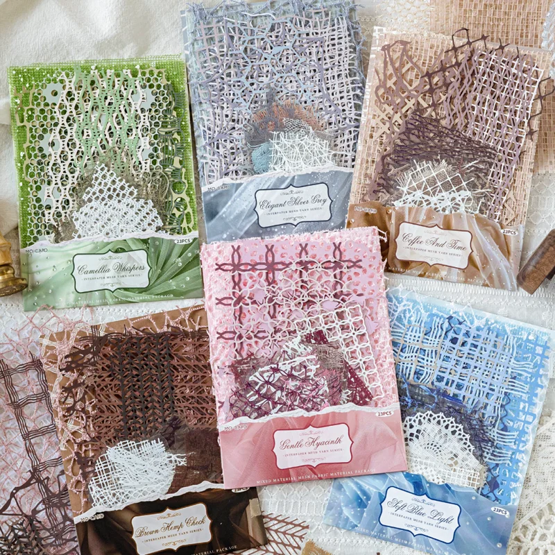 미스터페이퍼 23종 종이메쉬 시리즈 혼합 재료 공예 키트 DIY 콜라주 노트 프레임 축하 카드 달력 휴대폰 케이스