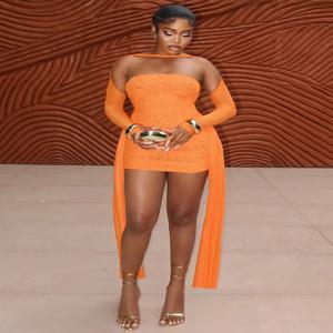 Nibber 여름 휴가 섹시한 시스루 드레스 + 숄 여성 셔링 사이드 리본 Coquette Skinny Midnight Clubwear Party Bodycon