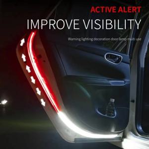 2pcs 자동차 도어 개방 경고 분위기 조명 스트립 12V LED 120cm 장식 환영 장식 앰비언트 램프 안전 자동차 액세서리
