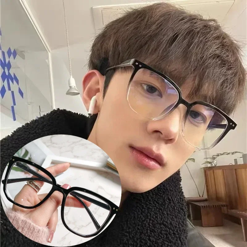 여성용 레트로 스타일 안티 블루라이트 컴퓨터 안경, 일반 안경테, 큰 프레임, 완성된 플랫 라이트 프레임 안경