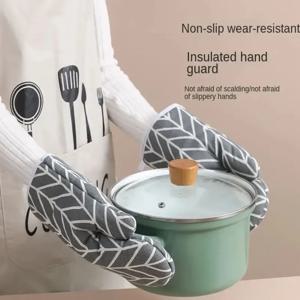 투피스 주방 장갑 내구성이 뛰어난 단열 장갑 오븐 장갑 청소가 용이한 베이킹 오븐 장갑 가정용으로 이상적
