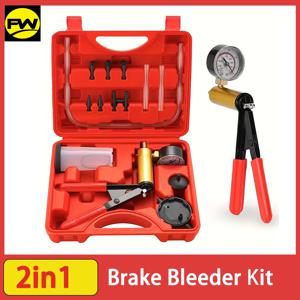 2in1 브레이크 블리더 키트(핸드 진공 펌프, 게이지 어댑터 포함) 자동차 브레이크액 배출 세트(보호 케이스 포함)