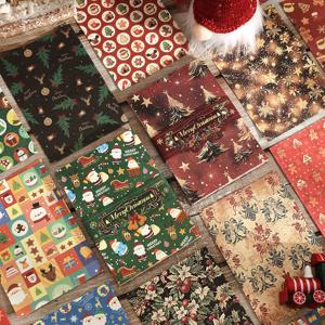 50 시트 빈티지 크리스마스 스크랩북 종이 비 끈적 대형 크리 에이 티브 크리스마스 트리 배경 장식 재료 종이