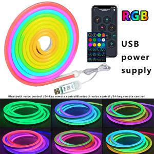 5V 네온 스트립 램프, RGBIC 블루투스 네온 LED 스트립 램프, 2M, 2M 3M 5M LED 플렉시블 스트립 램프는 방 벽 장식에 사용됩니다.