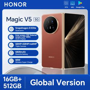 아너 매직 V5 글로벌 버전 5G 폴더블 스마트폰 스냅드래곤 8 엘리트 7.95인치 LTPO OLED 디스플레이 5820mAh 배터리 66W 슈퍼차지