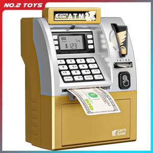 어린이 돼지 저금통 저금통 ATM 은행 스마트 신용 카드 동전 현금 계산 자동 롤 지폐 안전 암호 돈 항아리 장난감 선물