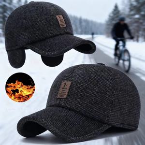 겨울 야구 모자 따뜻한 방풍 두꺼운 울 니트 귀 보호 모자 남성 조절 가능 야외 스포츠 러닝 귀덮개 모자