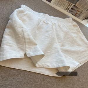 화이트 비대칭 통기성 캐주얼 반바지 여성용 얇은 루즈핏 스몰 사이즈 A라인 슬리밍 와이드 레그 스포츠 팬츠