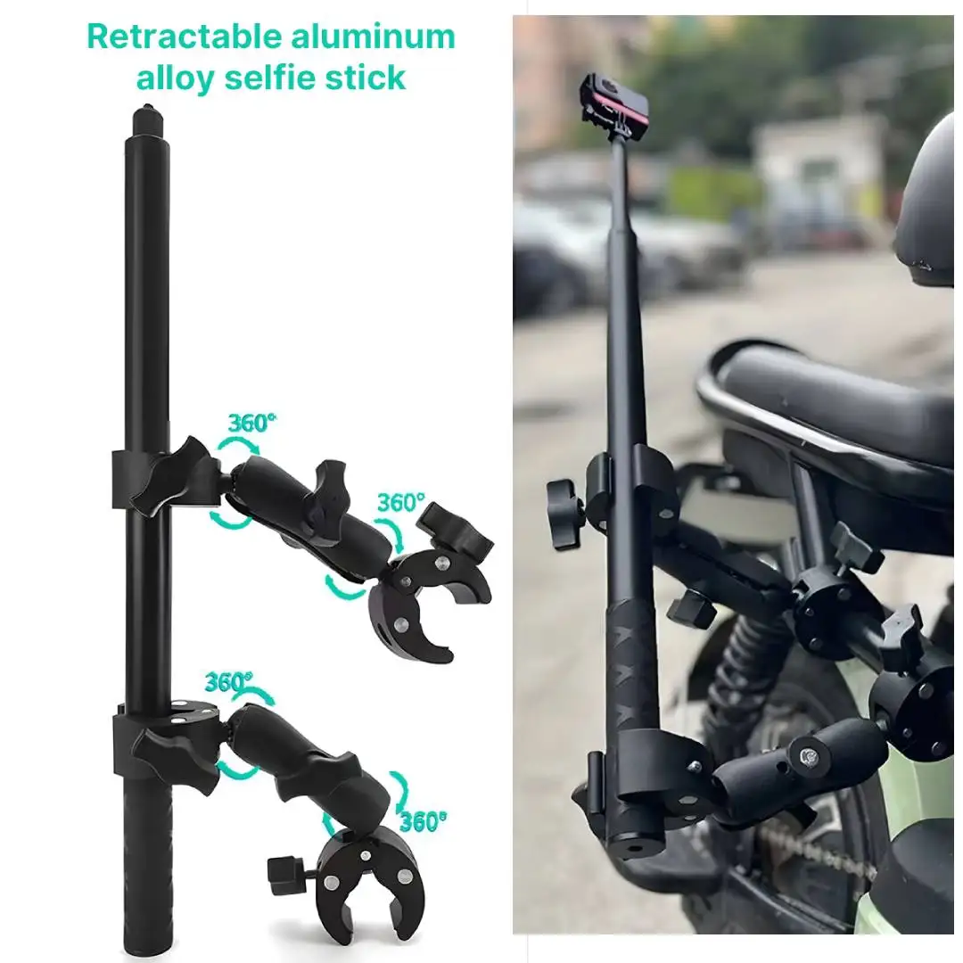 Insta360 용 더블 헤드 클램프 키트 One X2 X3 GoPro 11 10 9 액션 카메라 액세서리 용 오토바이 자전거 더블 클립 브래킷