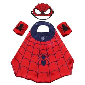 ZSQHET 만화 슈퍼 히어로 의상 세트 소년 소녀 할로윈 드레스 스파이더 케이프와 마스크 손목 밴드 코스프레 의상
