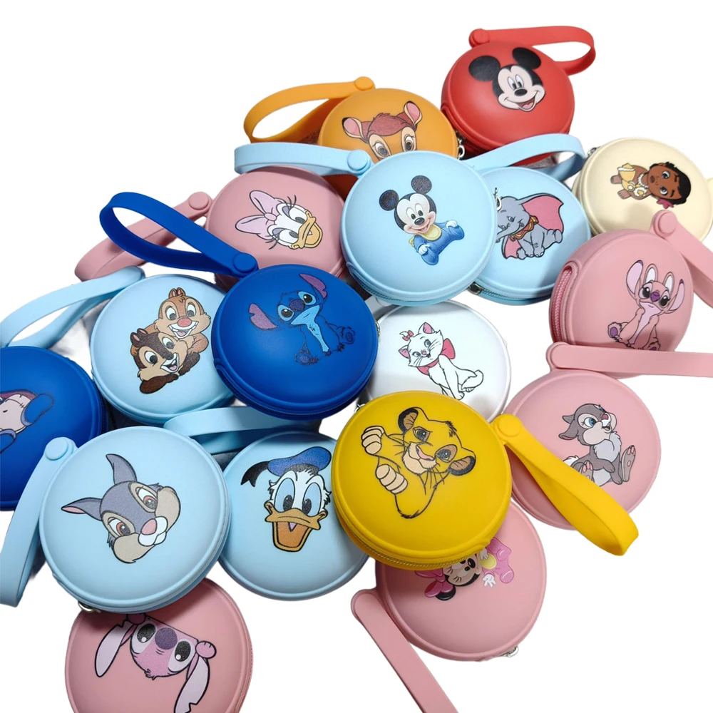 1개 식품 등급 미스 버니 미키 미니 마우스 곰돌이 푸 심바 스티치 덤보 실리콘 아기 젖꼭지 가방 휴대용 젖꼭지 케이스