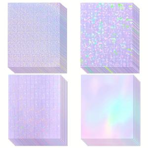 50개 홀로그램 스티커 용지 2.9 X 4.1 인치 투명 비닐 자가 접착 방수 투명 콜드 라미네이팅 필름 공예용