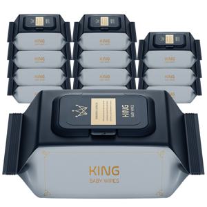 킹 더 도톰한 86gsm 골드블루 저자극 엠보싱 아기물티슈 휴대 캡형, 20매, 12팩